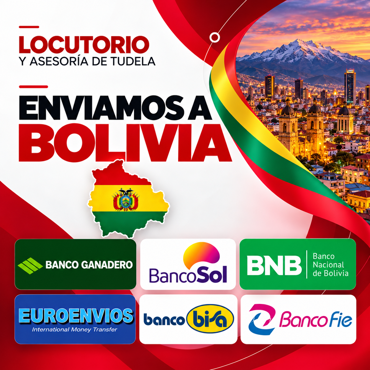 Envíos de dinero desde Tudela a Bolivia
