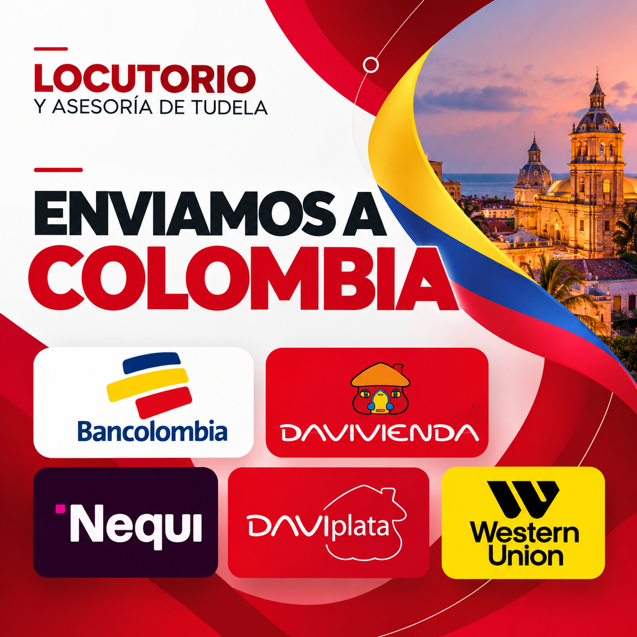 Envíos de dinero desde Tudela a Colombia