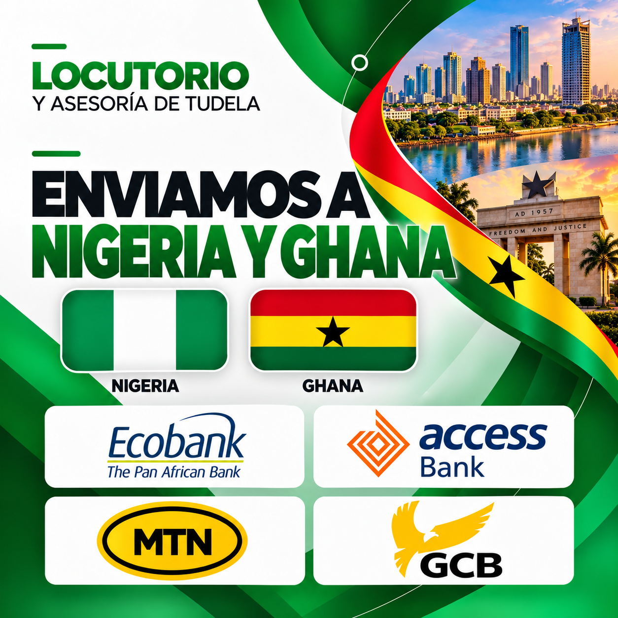 Envíos de dinero desde Tudela a Nigeria y Ghana
